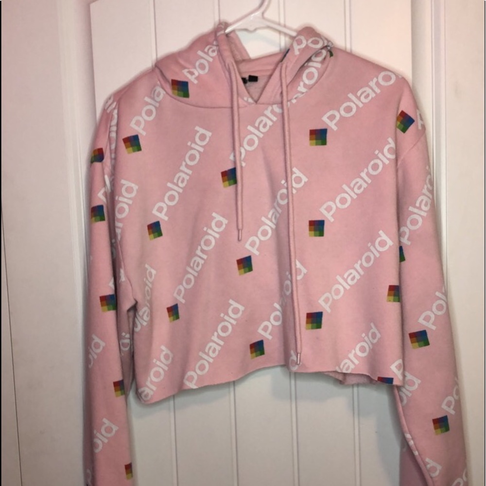 Polaroid cropped hoodie (ram hem)